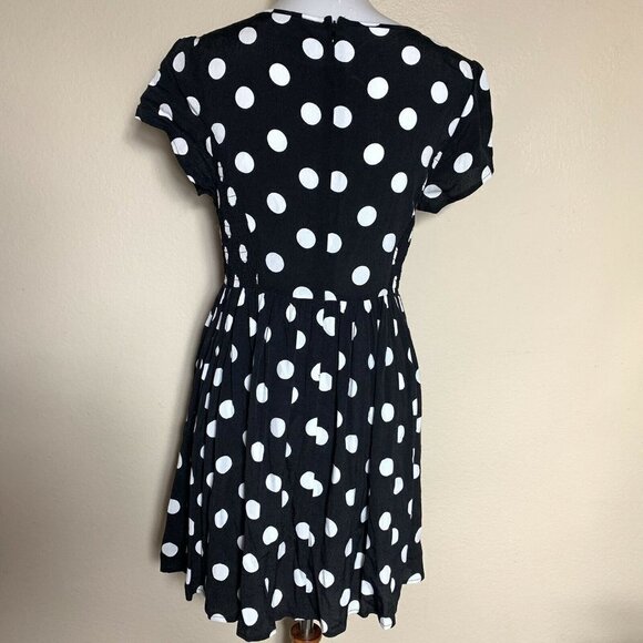 MINKPINK Black White Polka Dot Fit & Flare Dress - Picture 4 of 6